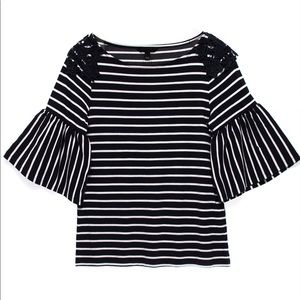 NWOT Banana Republic Stripe Bell Sleeve Top